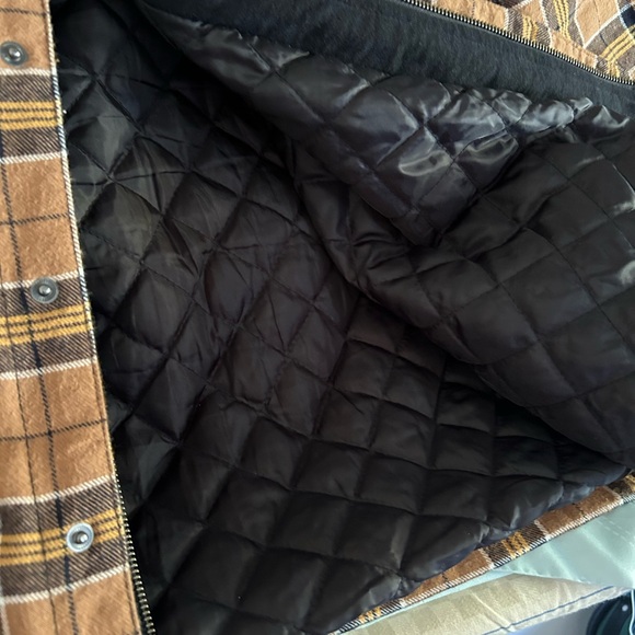 Men’s size XXL Berkley Jensen brown plaid heavy flannel jacket wth lining & hood - Picture 4 of 5